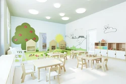 Интерьер зала детской кухни комнат