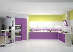 Фиолетовый и желтый в интерьере кухни