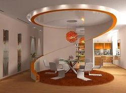 Дизайн круглой кухни гостиной