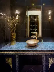 Дизайн ванной золото черный
