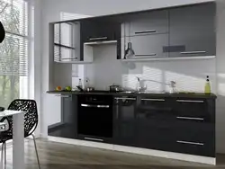 Дизайн кухни черный металлик