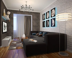 Дизайн темной спальни гостиной