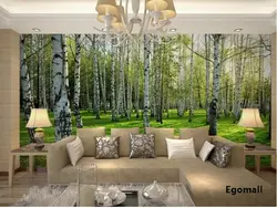 Дизайн лес в гостиной