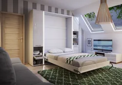 Дизайн спальни со встроенным шкафом и кроватью