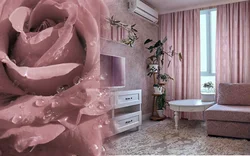 Шторы пыльная роза в интерьере гостиной фото