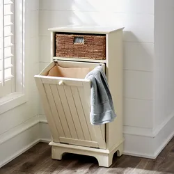 Дизайн ванной комнаты с корзиной для белья