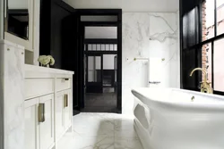 Bathroom design with dark door