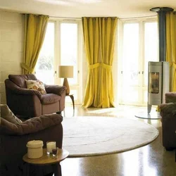 Горчичные шторы в гостиную фото
