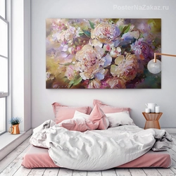 Картины для интерьера спальни цветы