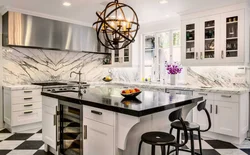 White marble in the kitchen interior