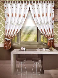 Недорогие шторы короткие на кухню фото