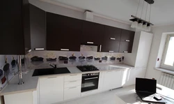 Кухня низ черный верх серый фото