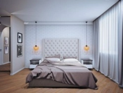 Спальни с белым кирпичом фото