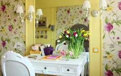 Дизайн обоев на кухню с цветами фото