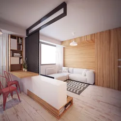 Студия и спальня дизайн квартиры 45 метров