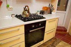 Built-in stove in the kitchen interior