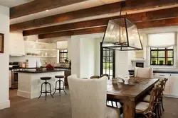 Living Room Kitchen Design With Beams