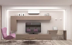 Дизайн гостиной с компьютером и телевизором