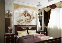 Фреска над кроватью в спальне фото