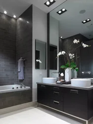 Черно серый интерьер ванны