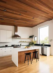 Дизайн стен и потолка на кухне