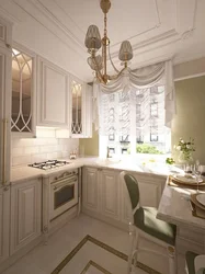Классическая маленькая кухня в светлых тонах фото