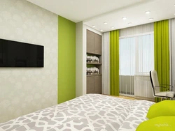 Бежево зеленая спальня фото