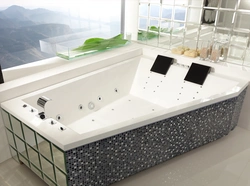 Photo of a bathtub with a custom bathtub