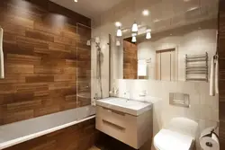 Сочетание дерева в интерьере ванной комнаты