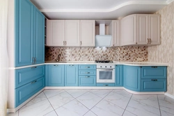 Кухня голубой верх белый низ фото