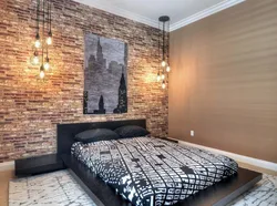 Фото дизайн спальни с декоративным камнем