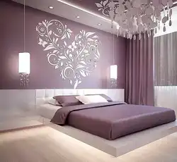 Purple wallpaper in the bedroom photo