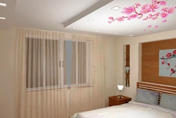 Натяжные потолки в спальне дизайн фото