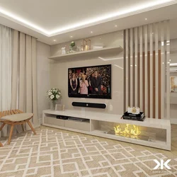 Дизайн зоны телевизора в гостиной фото