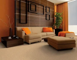 Обои для коричневой мебели в гостиной фото