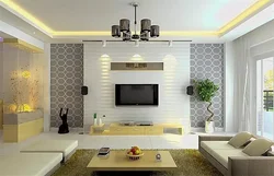 Дизайн стен в гостиной современный интерьер