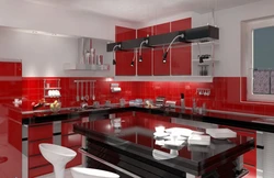 Кухня в красных тонах дизайн фото