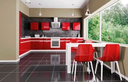Красно черная кухня в интерьере фото