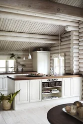 Дизайн кухни дома из бревна