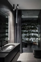 Дизайн ванны с черной сантехникой