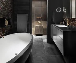 Дизайн ванны с черной сантехникой