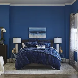 Спальня С Темно Синими Обоями Фото