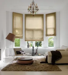 Римские шторы в современном интерьере гостиной фото