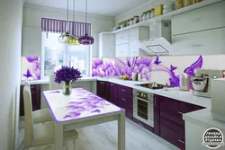 Сочетание сиреневого цвета с другими цветами в интерьере кухни