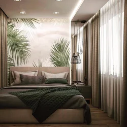 Длинная спальня с балконом дизайн