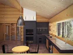 Дизайн кухни гостиной в бане
