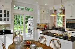 Interior of a kitchen with a balcony door