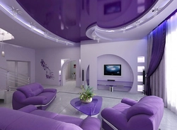 Интерьер гостиной в фиолетовом тоне