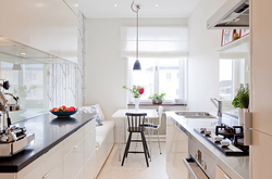 Narrow kitchen interior