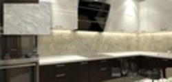 Kitchen design with marble backsplash